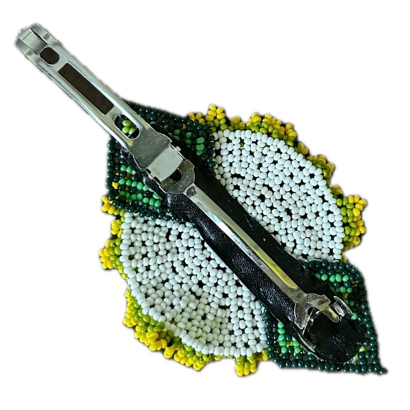 Large Wildflower Hair Statement Beaded Woven Clips (Smithsonian Museum Store) - Picture 8 of 9